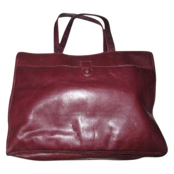 Bottega Veneta XL Satchel Textured Burgundy Leather w Double Straps - Picture 1 of 12